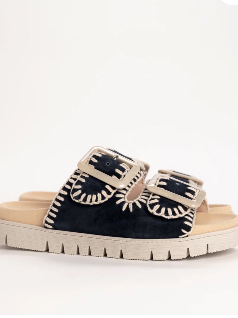 Gabor WHIPSTITCH SLIDE - NAVY - SUEDE